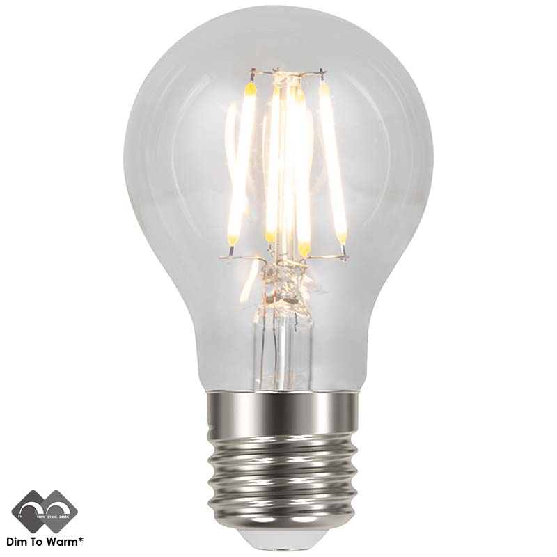 230 В E27 A60 LED 6,5 Вт DIM TO WARM CLEAR