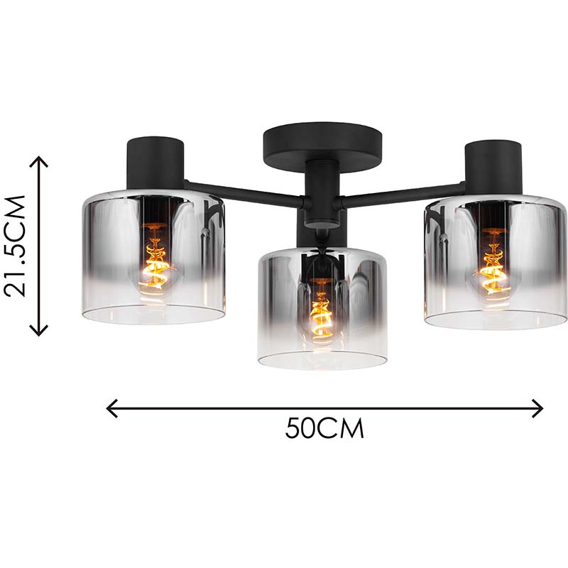 Nordic Simple Style Light Привлекательный круглый градиентный дымчатый стеклянный потолочный светильник 3lys E27 Dim