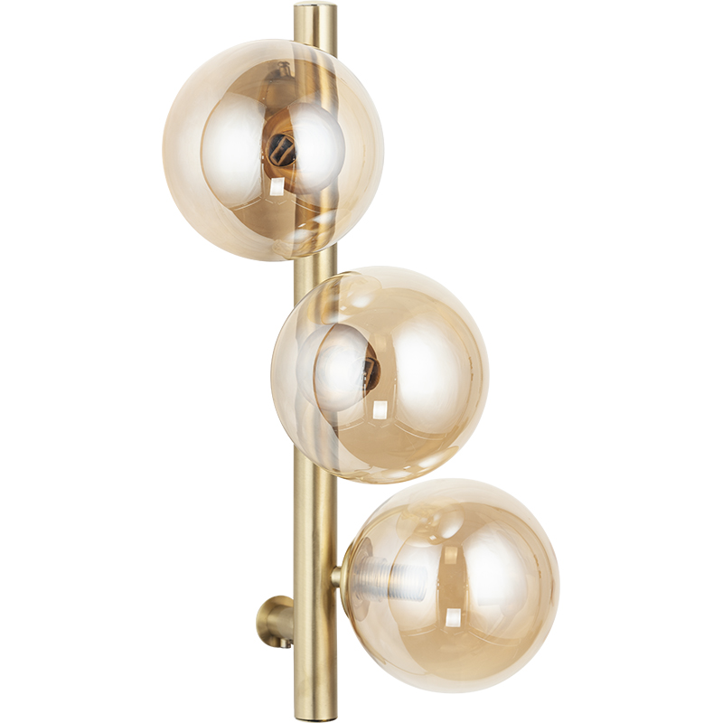 3-Light Ball Style Wall Lamp с простым дизайном из янтарного стекла и цоколем G9