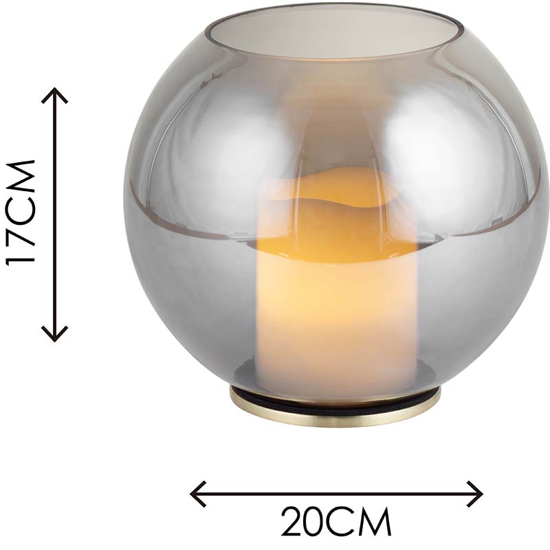 Элегантный декор шаровой стеклянный подсвечник/ваза дым D20*H17CM